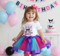 Hello Kitty Kuromi Tutu Set Girls Personalized Custom Hot Pink Blue Purple Ribbon Tutu Outfit Dress Theme Cake Smash Birthday Party