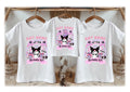 Hello Kitty Kuromi Personalized Custom White Family T-Shirt or Onesie Pack Theme Cake Smash Birthday Party