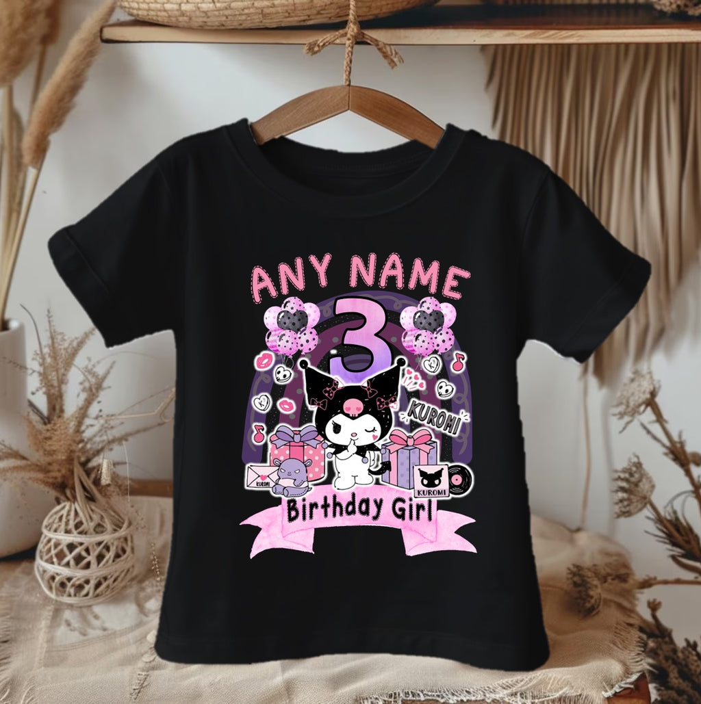 Hello Kitty Kuromi Personalized Custom Black Family T-Shirt or Onesie Pack Theme Cake Smash Birthday Party