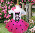 Hello Kitty Kuromi Tutu Set Girls Personalized Custom Hot Pink Black Polka Dots Tutu Outfit Dress Theme Cake Smash Party