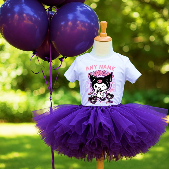 Hello Kitty Kuromi Tutu Set Girls Personalized Custom Purple Tutu Outfit Dress Theme Cake Smash Party