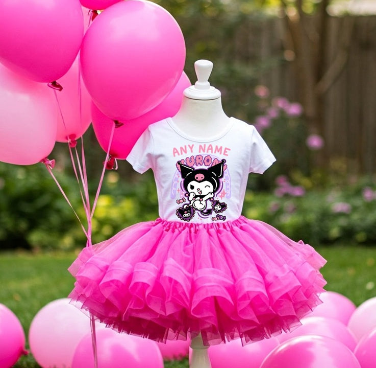 Hello Kitty Kuromi Tutu Set Girls Personalized Custom Hot Pink Tutu Outfit Dress Theme Cake Smash Party