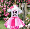 Hello Kitty Kuromi Tutu Set Girls Personalized Custom Hot Pink White Pink Ribbon Tutu Outfit Dress Theme Cake Smash Party