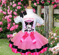 Hello Kitty Kuromi Tutu Set Girls Personalized Custom Pink Black Hot Pink Ribbon Trim Tutu Outfit Dress Theme Cake Smash Party