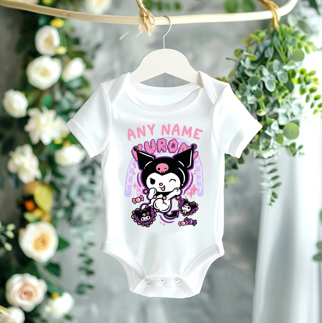 Hello Kitty Kuromi Personalized Custom White T-Shirt or Onesie Theme Cake Smash Party