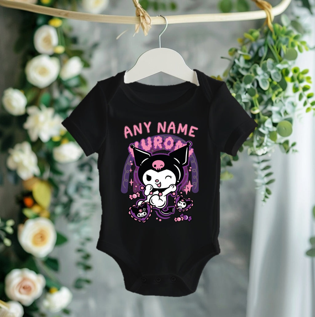 Hello Kitty Kuromi Personalized Custom Black T-Shirt or Onesie Theme Cake Smash Party