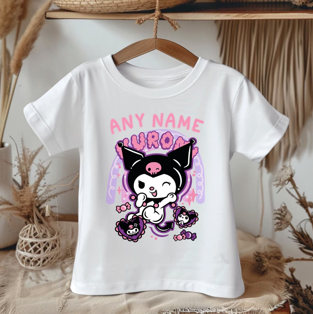 Hello Kitty Kuromi Personalized Custom White T-Shirt or Onesie Theme Cake Smash Party