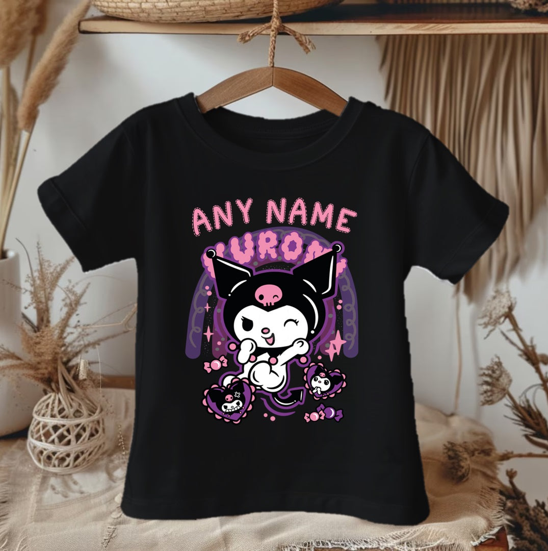 Hello Kitty Kuromi Personalized Custom Black T-Shirt or Onesie Theme Cake Smash Party