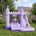 Play Bounce House Jumping Playhouse area with Slide and Ball Pit Muted Lavender Castle Theme