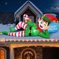 10-Foot Giant Outdoor Lying Reclining Elf Inflatable with LED Illumination Christmas Blow Up Yard Decor