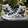 Custom Legoland Lego Movie Batman High-Top Sneakers Shoes Personalized with Name, Ribbon Laces & Rhinestones Birthday Parties Everyday Gift
