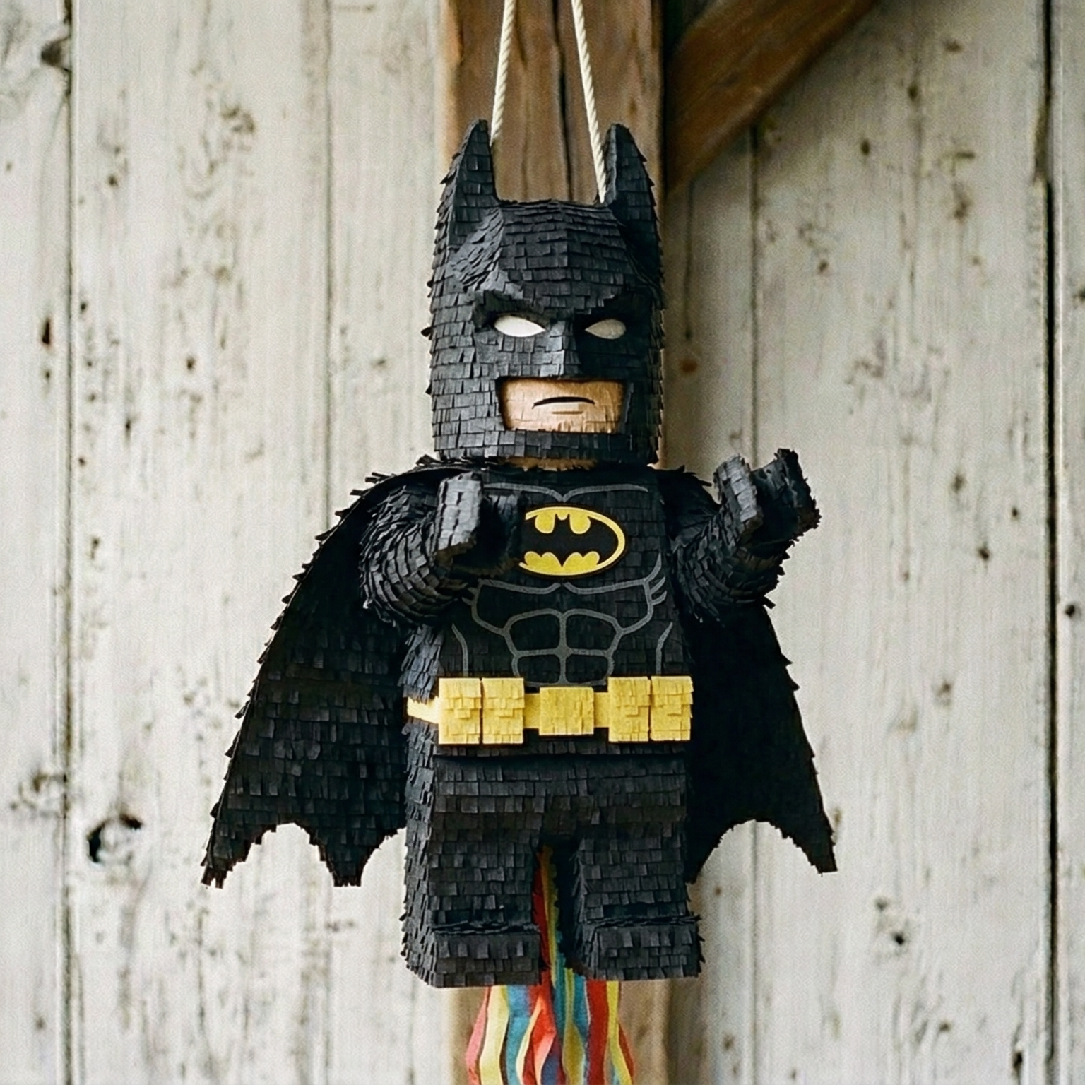 Premium Handmade 30-Inch Lego Movie Batman Character Pull-String Piñata Table Decor Party Centerpiece