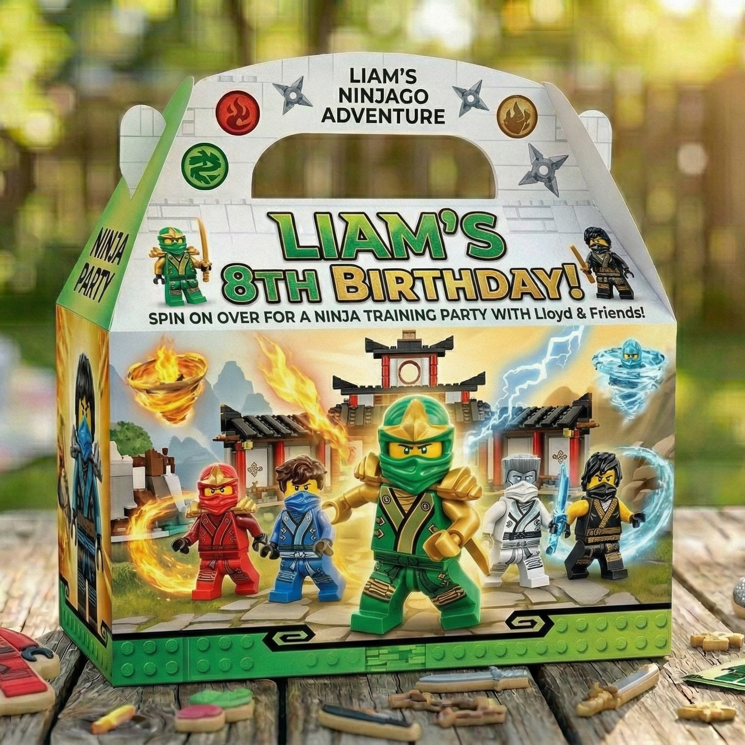 (Pack of 6) Lego Ninjago Ninja Custom Personalized Birthday Party Favor Gable Treat Boxes