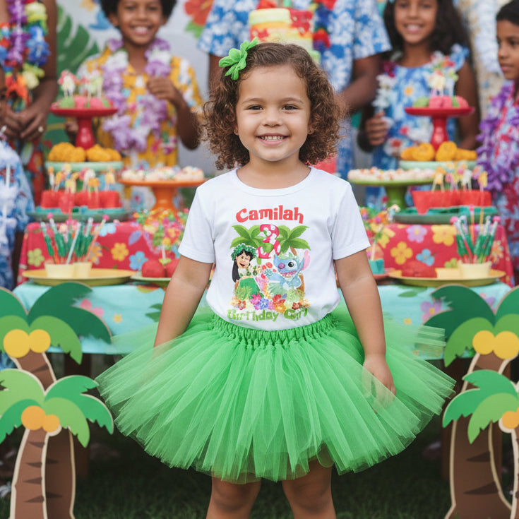 Lilo and stitch Tutu Set Girls Personalized Custom Green Tutu Outfit Dress Theme Cake Smash Birthday Party