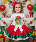 Lilo and Stitch Tutu Set Girls Personalized Custom Red Green White Ribbon Trim Tutu Outfit Dress Theme Cake Smash Birthday Party