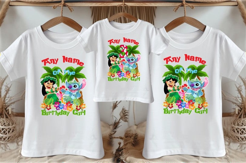 Lilo and Stitch Personalized Custom White Family T-Shirt or Onesie Pack Theme Cake Smash Birthday Party