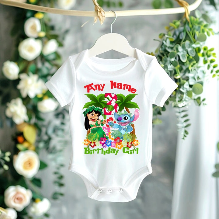 Lilo and Stitch Personalized Custom White T-Shirt or Onesie Theme Cake Smash Birthday Party
