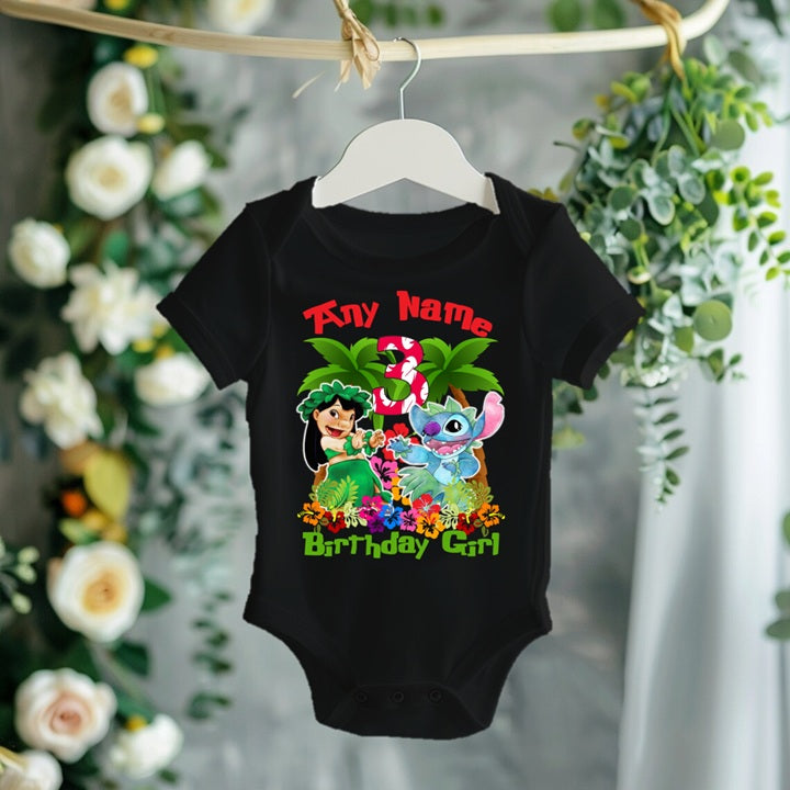 Lilo and Stitch Personalized Custom Black T-Shirt or Onesie Theme Cake Smash Birthday Party