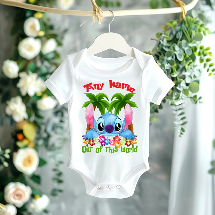 Stitch Personalized Custom White T-Shirt or Onesie Theme Cake Smash Party