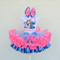 Chibi Cute Lilo and Stitch Tutu Set Girls Personalized Custom Pink Blue Ribbon Sewn Trim Tutu Outfit Dress Theme Cake Smash Birthday Party