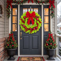36-Inch Pre-Lit Vibrant Lime Green and Red Luxury Artificial Holiday Wreath Christmas Decor