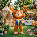 5' Safari Lion with Birthday Hat and Present Yard Birthday Inflatable Blow Up Decor Prop