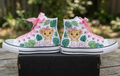 Custom Cute Safari Lioness Cub High-Top Sneakers Shoes Personalized with Name, Ribbon Laces & Rhinestones Birthday Parties Everyday Gift