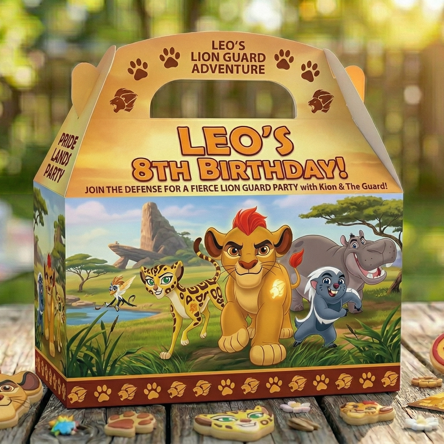 (Pack of 6) The Lion Guard Custom Personalized Birthday Party Favor Gable Treat Boxes