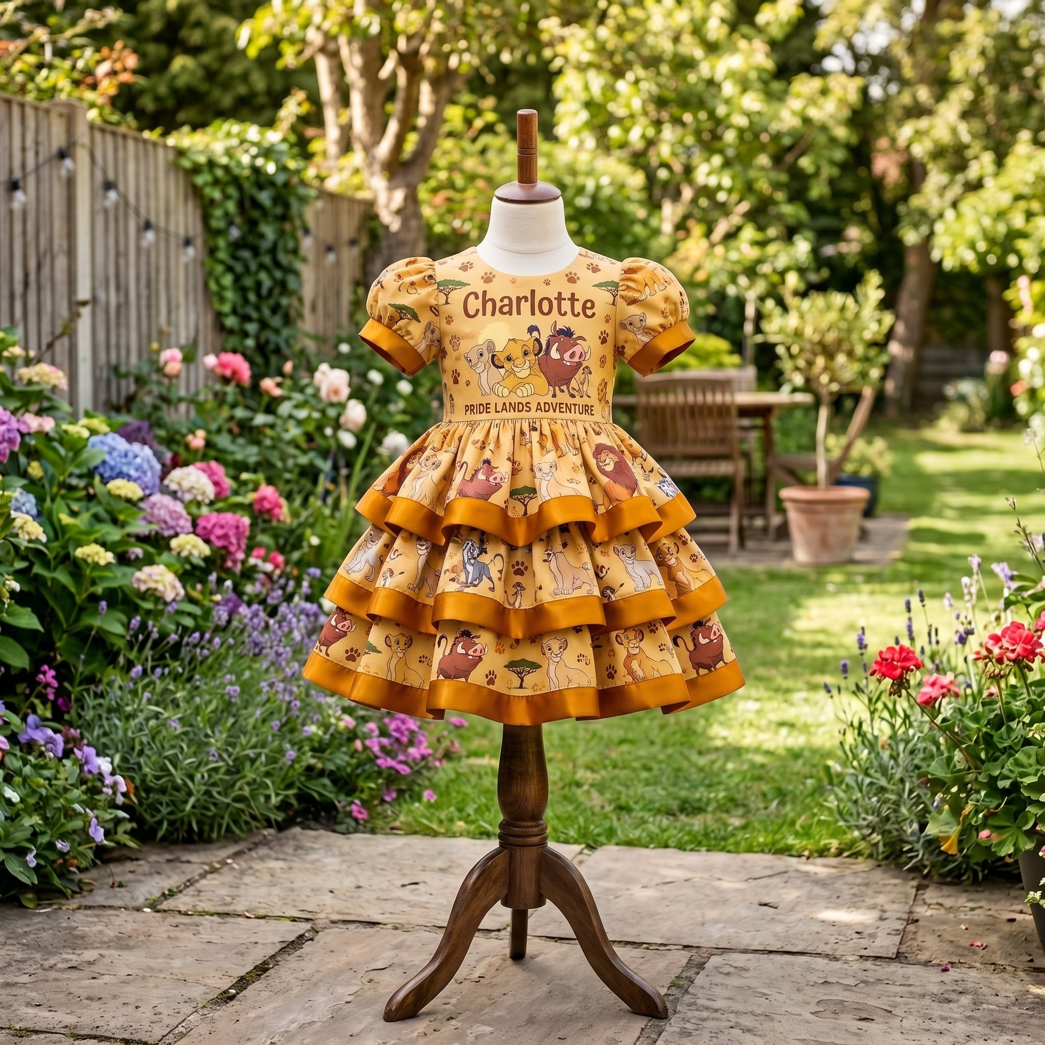 The Lion King Girls Personalized Custom Tiered Ruffle Dress Ribbon Trim Theme Cake Smash Birthday Party