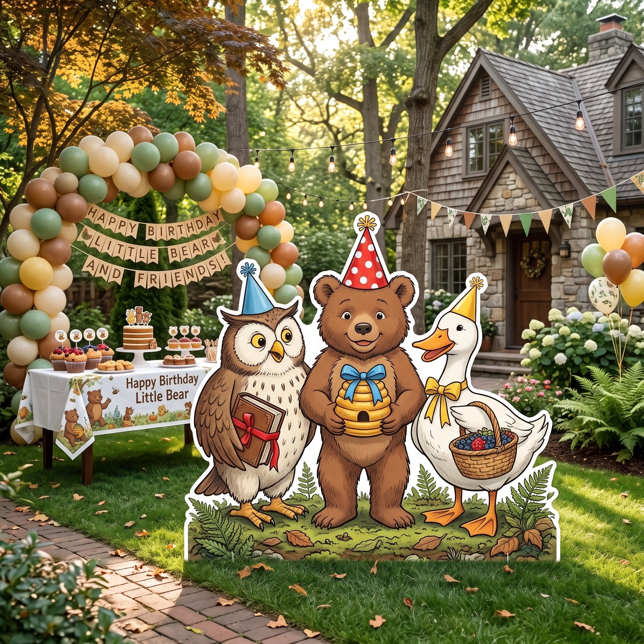 Life Size Little Bear Character Premium Freestanding Cutouts Yard Sign Decor Party Prop