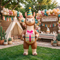 5' Cool Llama with Birthday Hat and Present Yard Birthday Inflatable Blow Up Decor Prop