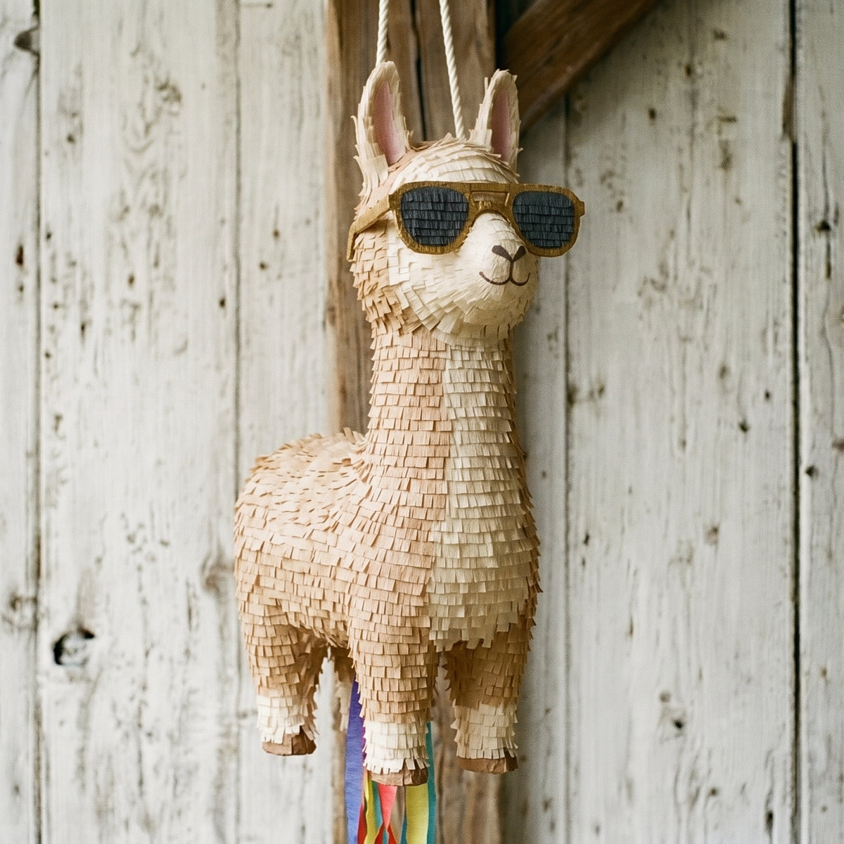 Premium Handmade 30-Inch Cool Llama Boy Character Pull-String Piñata Table Decor Party Centerpiece