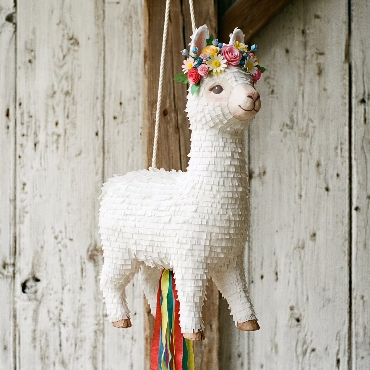Premium Handmade 30-Inch Llama Girl Character Pull-String Piñata Table Decor Party Centerpiece