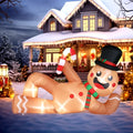 10' Lying Down Gingerbread Man Yard Christmas Inflatable Blow Up Decor Prop