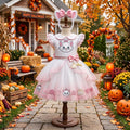 Aristocats Marie Kitty Cat Girls' Deluxe Sparkle Tutu Party Costume Dress Set with Matching Headband Halloween Birthday Pageant