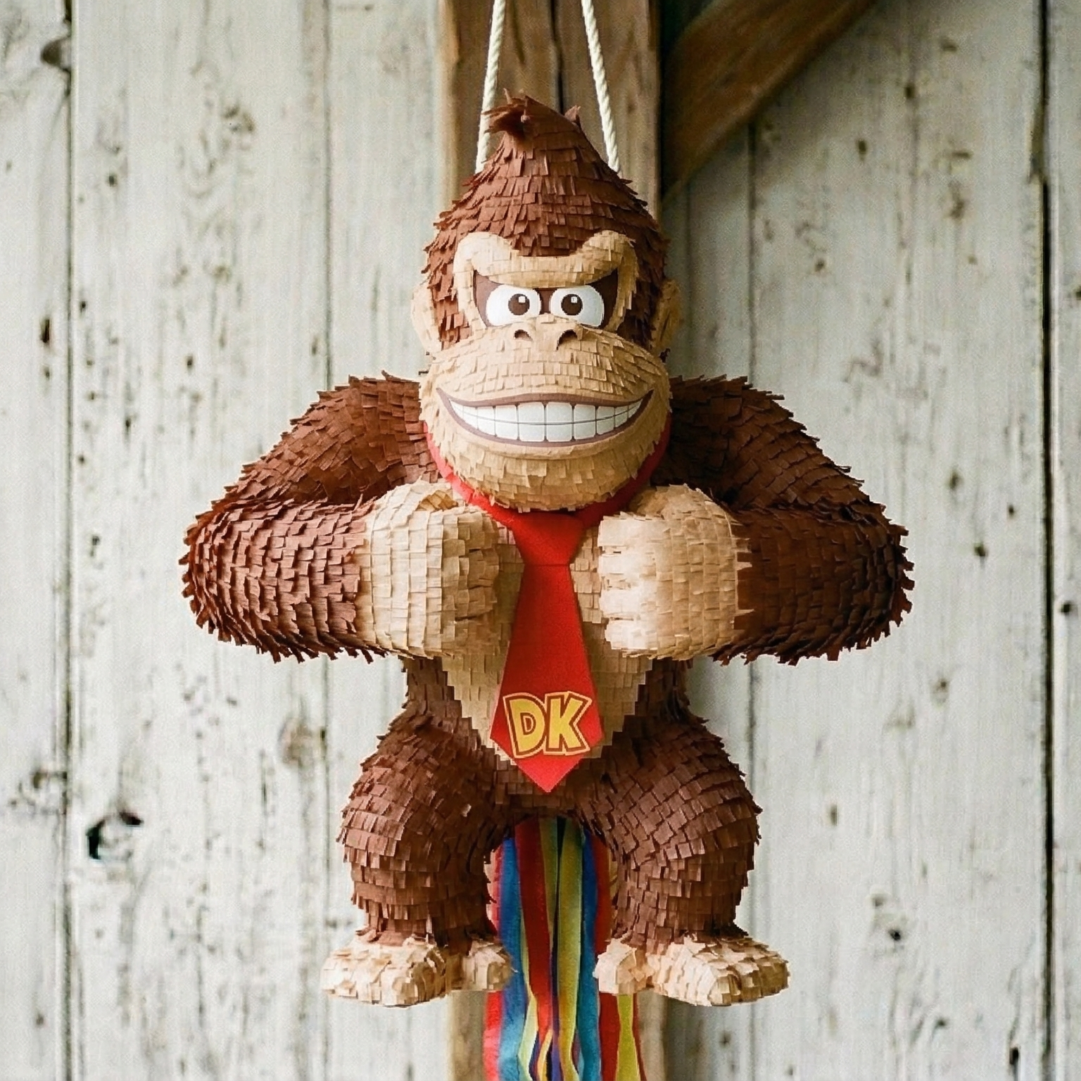 Premium Handmade 30-Inch Super Mario DK Donkey Kong Character Pull-String Piñata Table Decor Party Centerpiece
