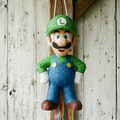 Premium Handmade 30-Inch Super Mario Luigi Character Pull-String Piñata Table Decor Party Centerpiece