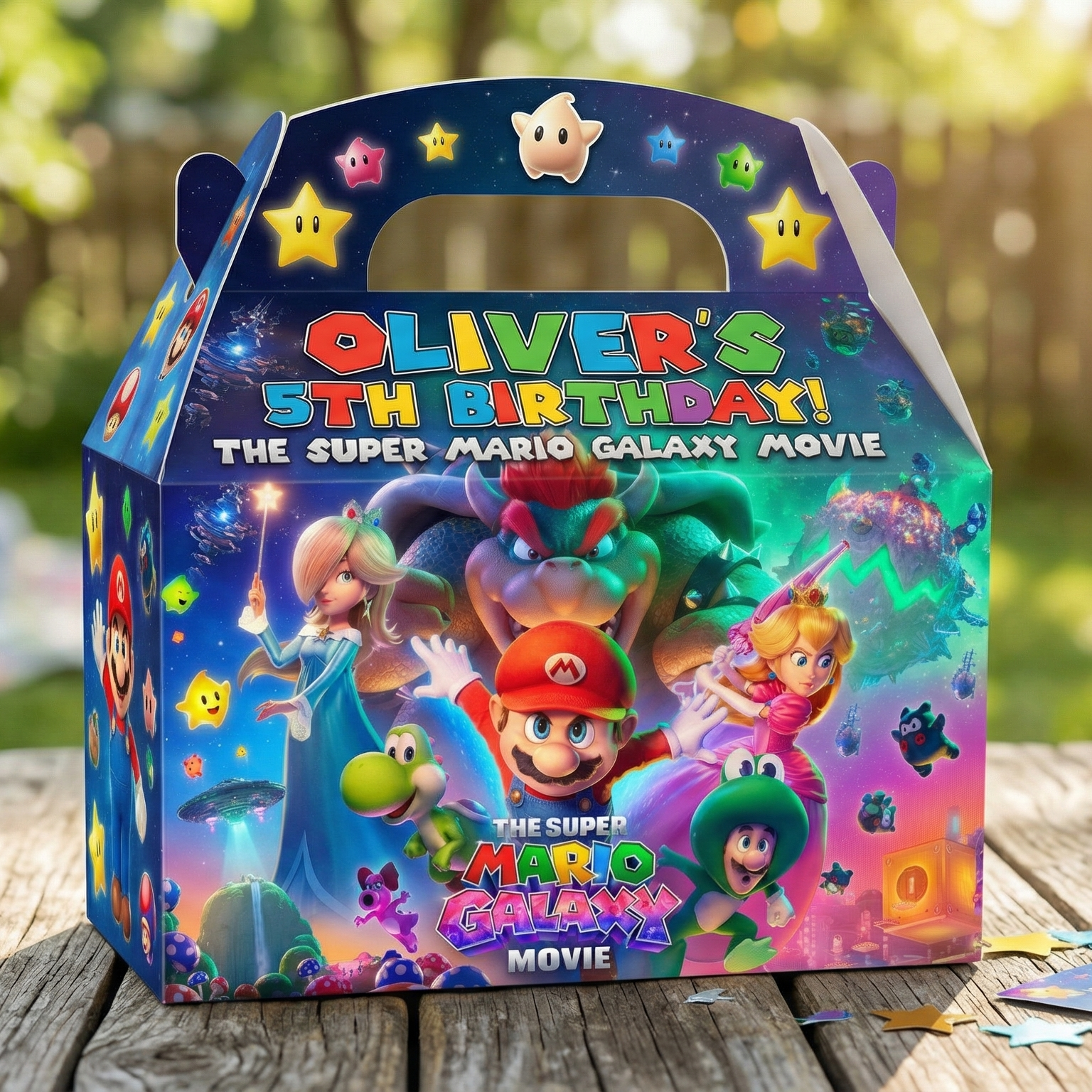 (Pack of 6) Super Mario Movie Custom Personalized Birthday Party Favor Gable Treat Boxes