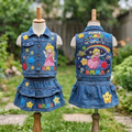 Personalized Custom Name Super Mario Princess Peach Denim Vest & Skirt Set Birthday Party Cake Smash Gift