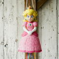 Premium Handmade 30-Inch Super Mario Princess Peach Character Pull-String Piñata Table Decor Party Centerpiece