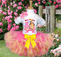 Masha and The Bear Tutu Set Girls Personalized Custom Hot Pink Yellow Knots Tutu Outfit Dress Theme Cake Smash Birthday Party