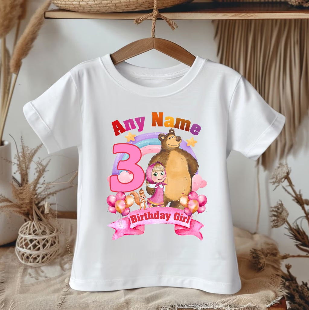 Masha and The Bear Personalized Custom White Family T-Shirt or Onesie Pack Theme Cake Smash Birthday Party
