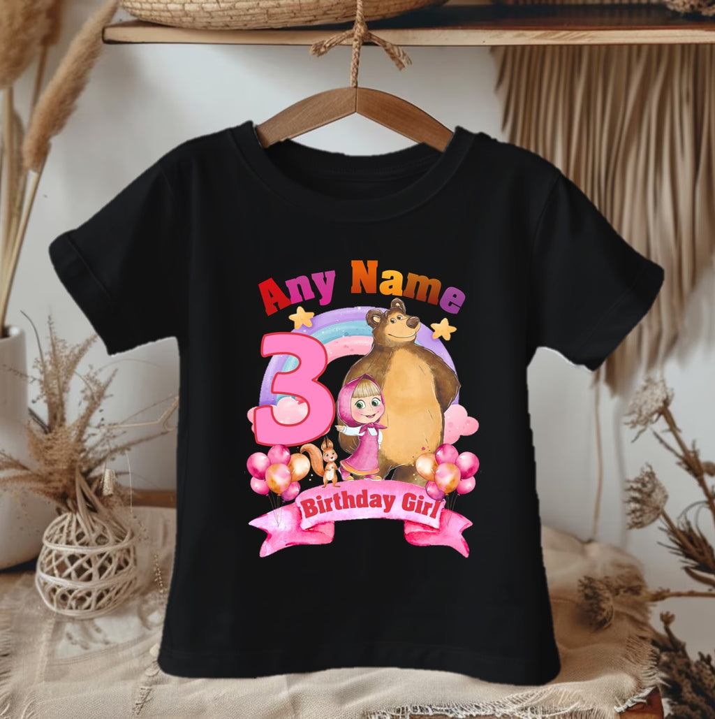 Masha and The Bear Personalized Custom Black Family T-Shirt or Onesie Pack Theme Cake Smash Birthday Party