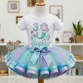 Cute Mermaid Under the Sea Tutu Set Girls Personalized Custom Tutu Outfit Dress Theme Cake Smash Birthday Party