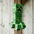 Premium Handmade 30-Inch Minecraft Creeper Character Pull-String Piñata Table Decor Party Centerpiece