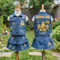 Personalized Custom Name Minions Denim Vest & Skirt Set Birthday Party Cake Smash Gift