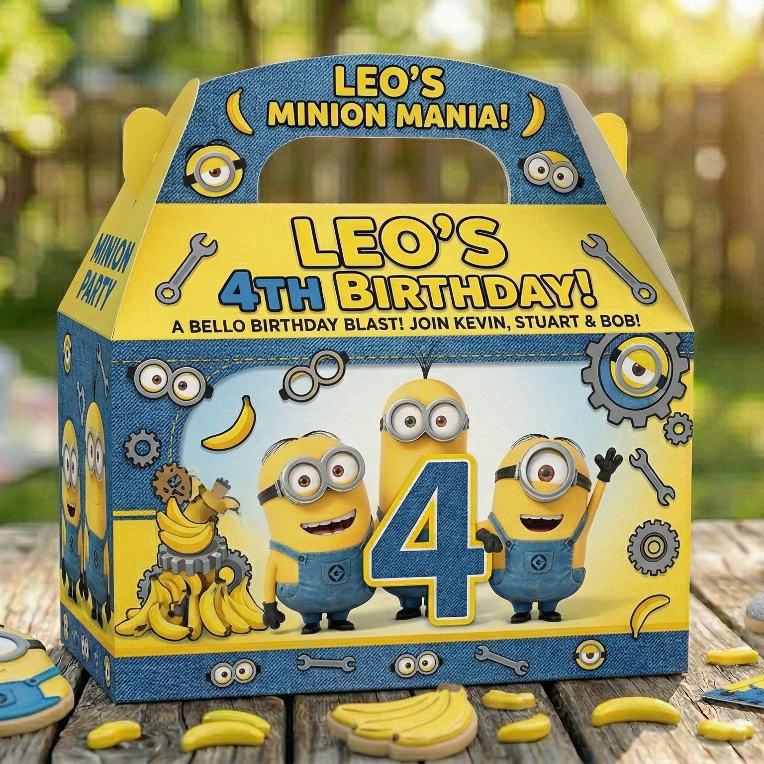 (Pack of 6) Minions Custom Personalized Birthday Party Favor Gable Treat Boxes
