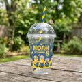 (Pack of 6) Minions Custom Personalized Birthday Party 16 oz Cups with Dome Lids & Straws