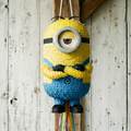 Premium Handmade 30-Inch Minions Stuart Character Pull-String Piñata Table Decor Party Centerpiece