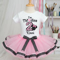 Minnie Face Twodles Tutu Set Girls Personalized Custom Pink Polka Dots Black Ribbon Sewn Trim Tutu Outfit Dress Theme Cake Smash Birthday Party